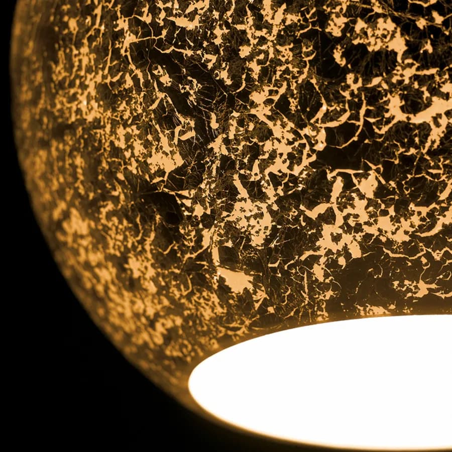 Set lampada a sospensione 20 cm e 2 applique in vetro con foglia oro