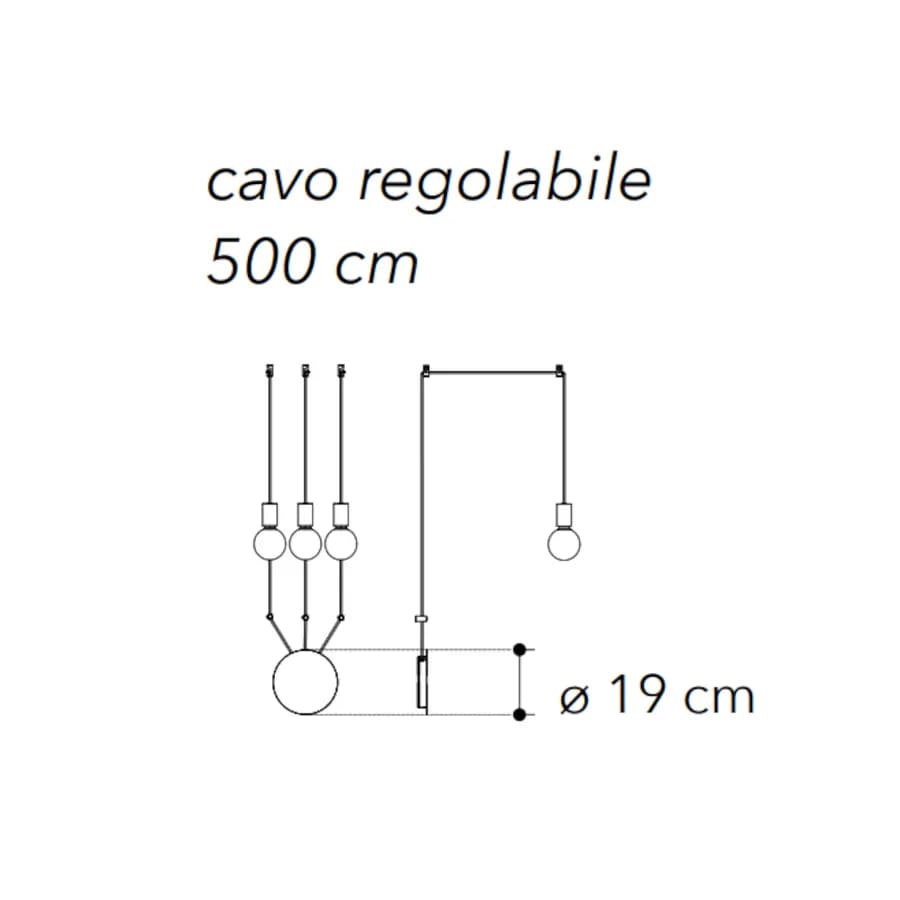 Set lampada a sospensione a 3 luci e 2 applique con 12 deviatori inclusi in metallo nero