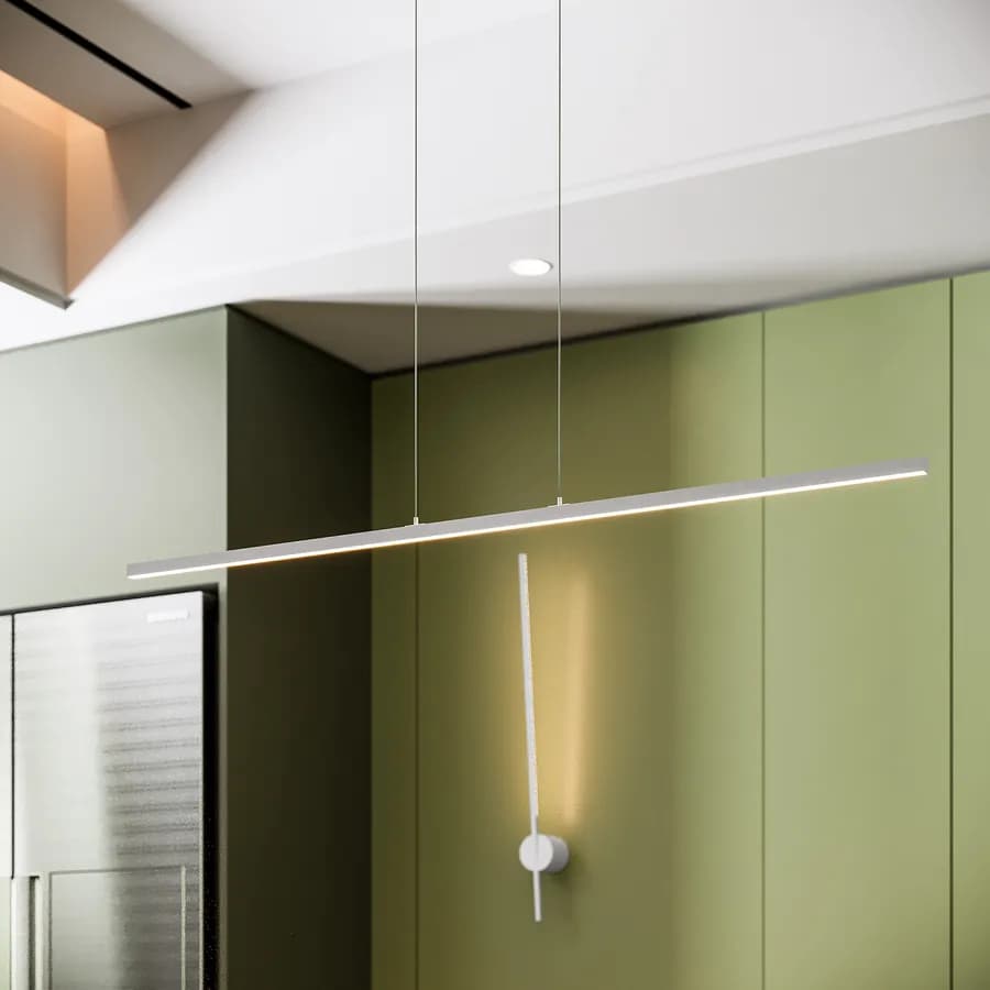 Set lampada da soffitto 150 cm e 2 applique a luce calda in alluminio bianco goffrato