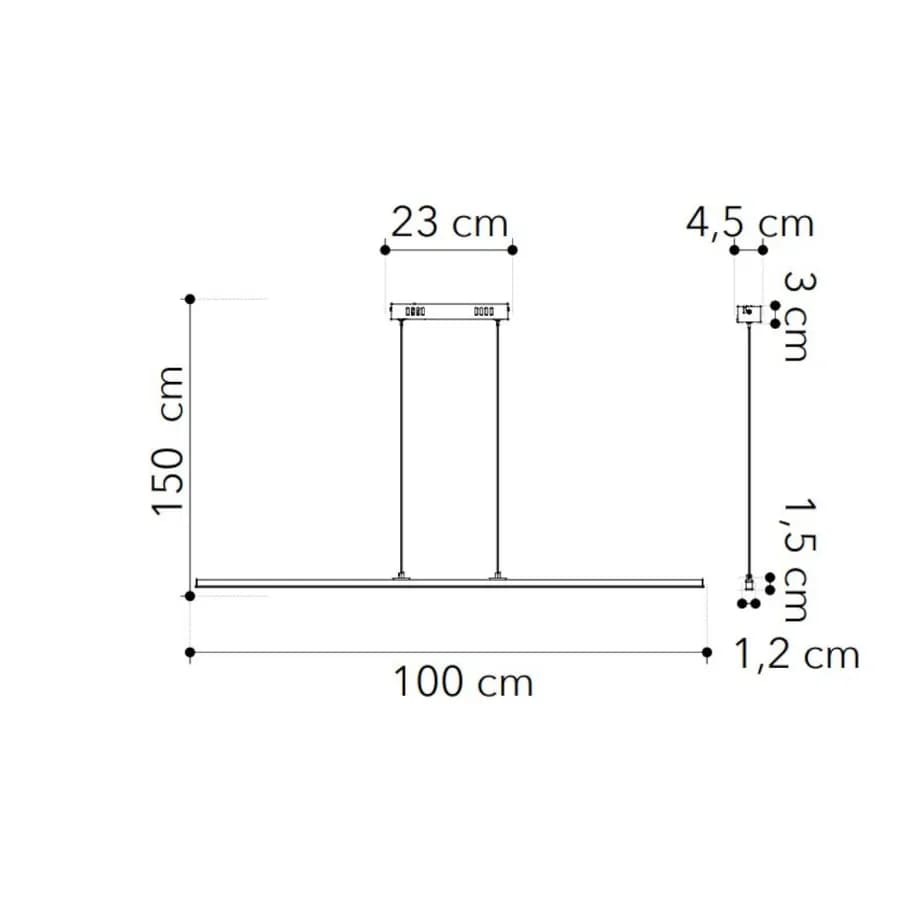 Set lampada da soffitto 150 cm e 2 applique a luce calda in alluminio bianco goffrato