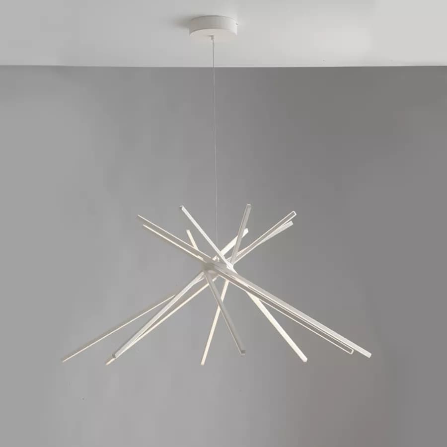 Set lampada da soffitto 160 cm e 2 applique a luce calda in alluminio bianco goffrato
