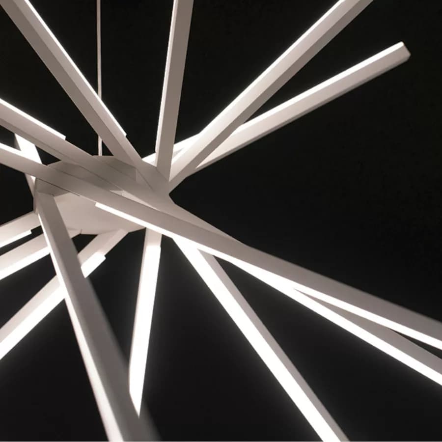 Set lampada da soffitto 160 cm e 2 applique a luce calda in alluminio bianco goffrato