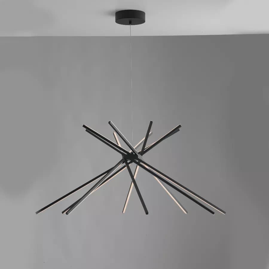 Set lampada da soffitto 160 cm e 2 applique a luce naturale in alluminio nero goffrato