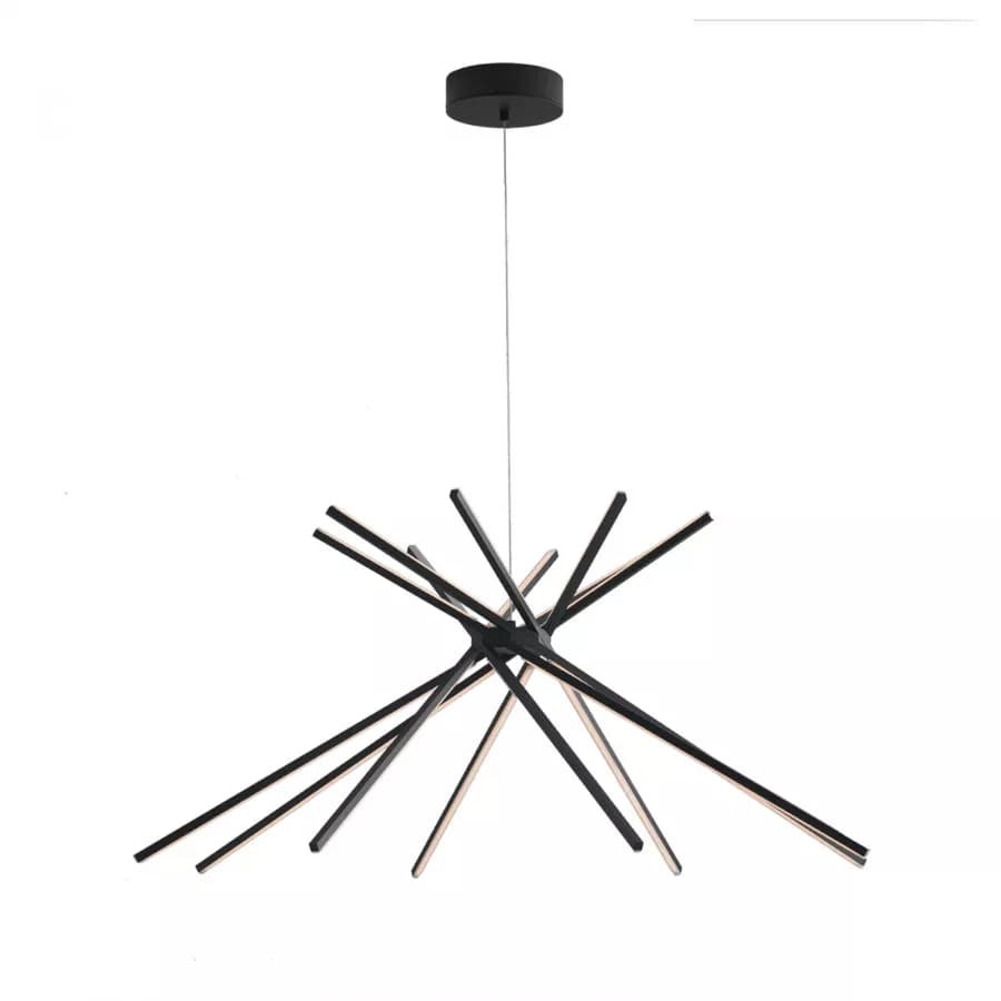 Set lampada da soffitto 160 cm e 2 applique a luce naturale in alluminio nero goffrato