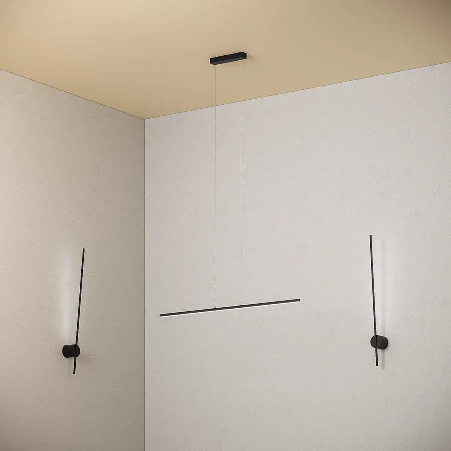 Set lampada da soffitto e 2 applique a luce naturale in alluminio nero goffrato