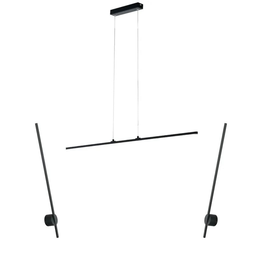 Set lampada da soffitto e 2 applique a luce naturale in alluminio nero goffrato