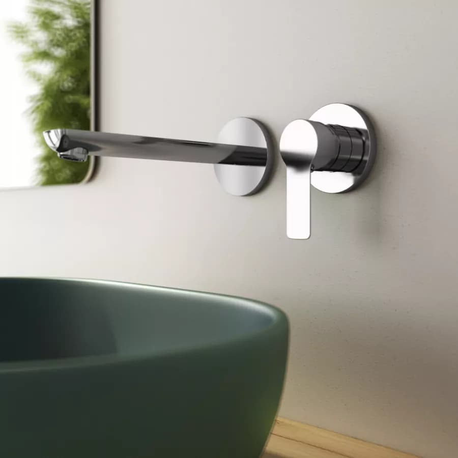 Set miscelatore lavabo a muro canna 20 cm e bidet con esterno doccia cromo – Key