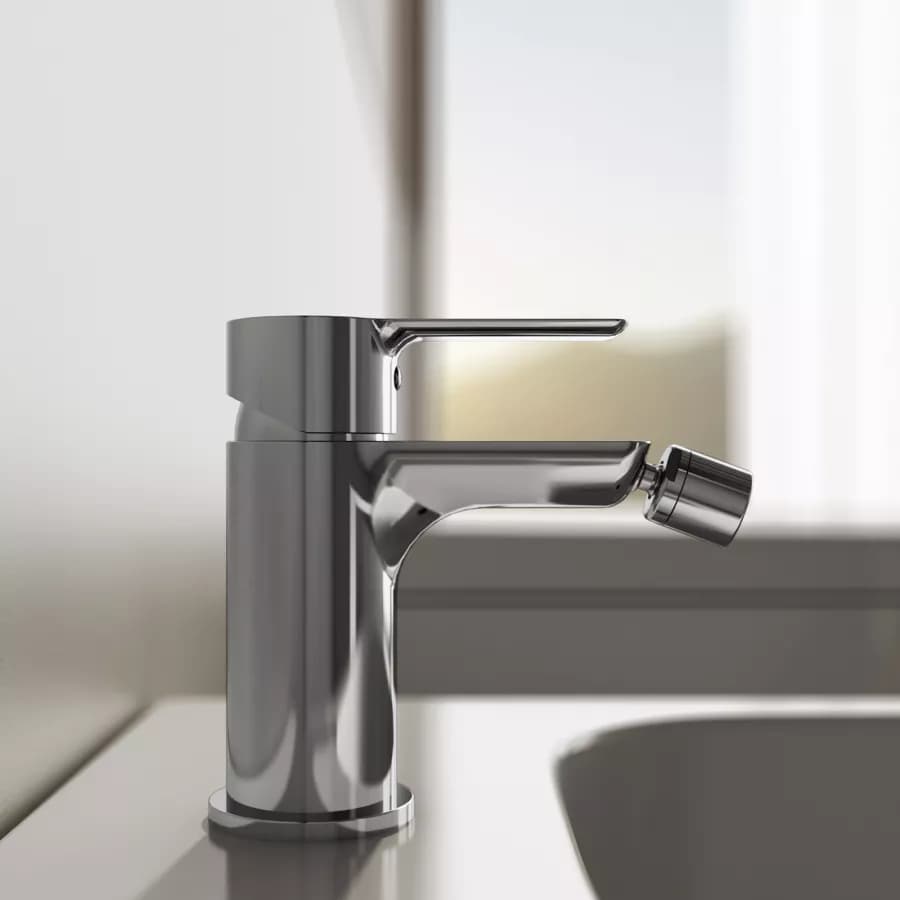 Set miscelatore lavabo a muro canna 20 cm e bidet con esterno doccia cromo – Key