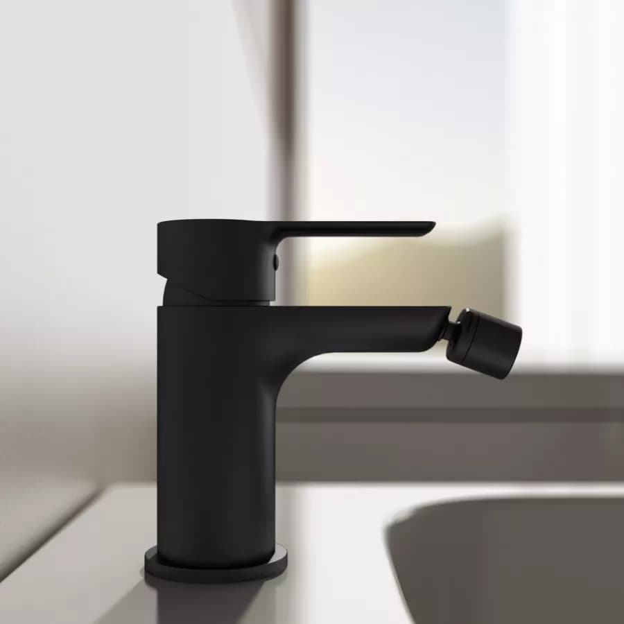 Set miscelatore lavabo a muro canna 20 cm e bidet con esterno doccia nero – Key