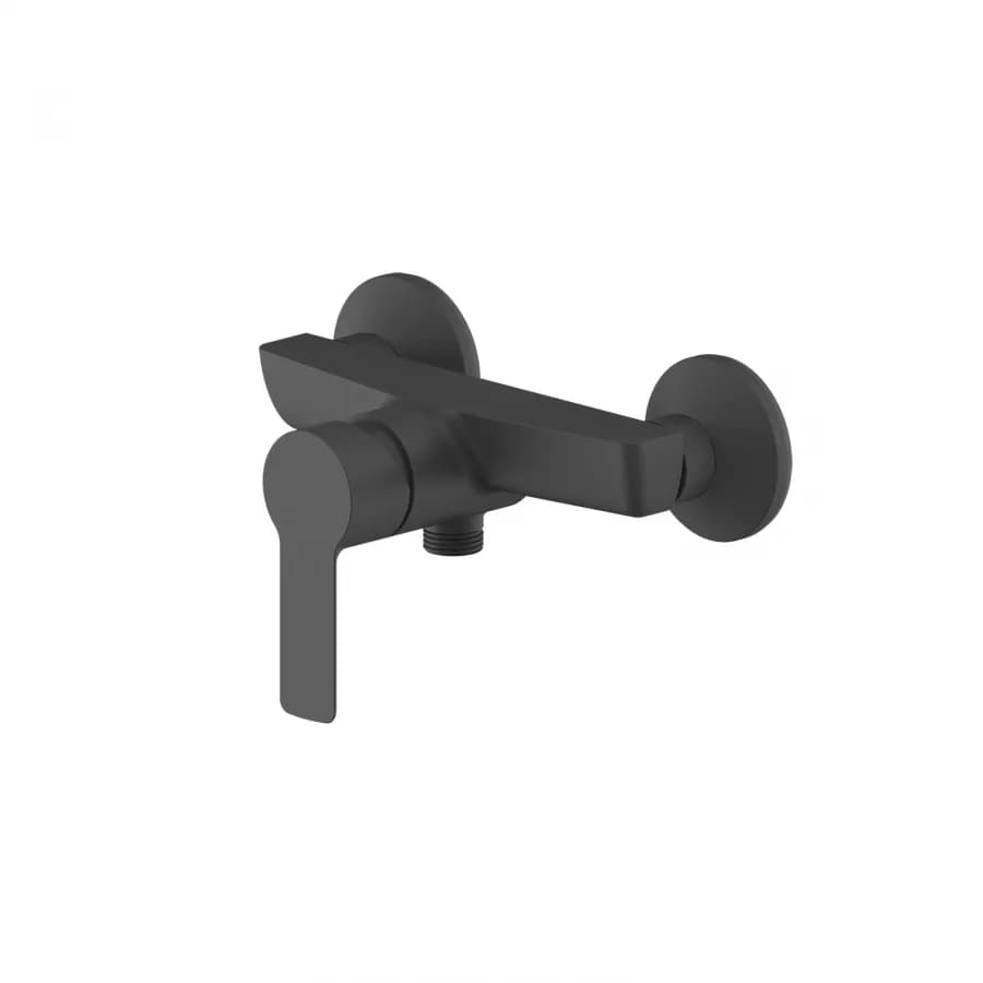 Set miscelatore lavabo a muro canna 20 cm e bidet con esterno doccia nero – Key