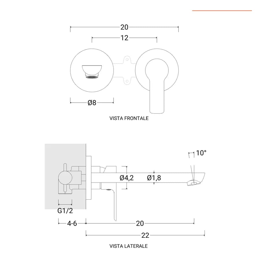 Set miscelatore lavabo a muro canna 20 cm e bidet cromo – Key