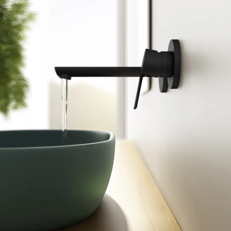 Set miscelatore lavabo a muro canna 20 cm e bidet nero – Key