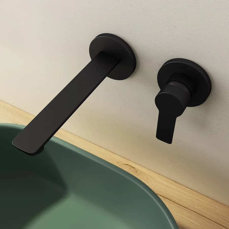 Set miscelatore lavabo a muro canna 20 cm e bidet nero – Key