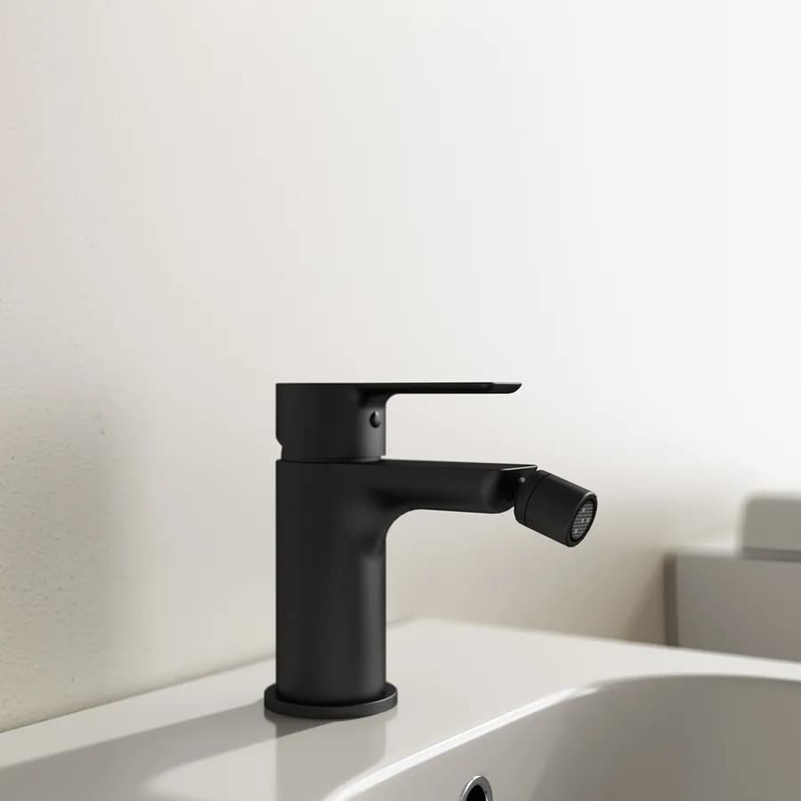 Set miscelatore lavabo a muro canna 20 cm e bidet nero – Key