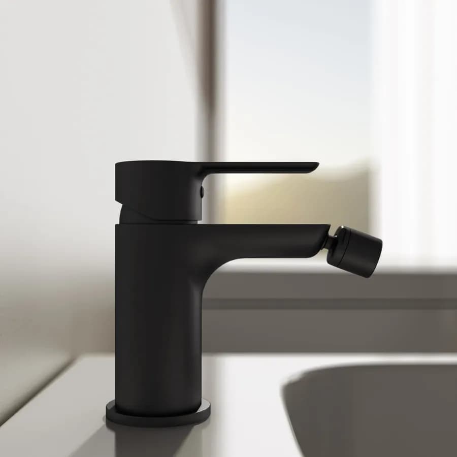 Set miscelatore lavabo a muro canna 20 cm e bidet nero – Key