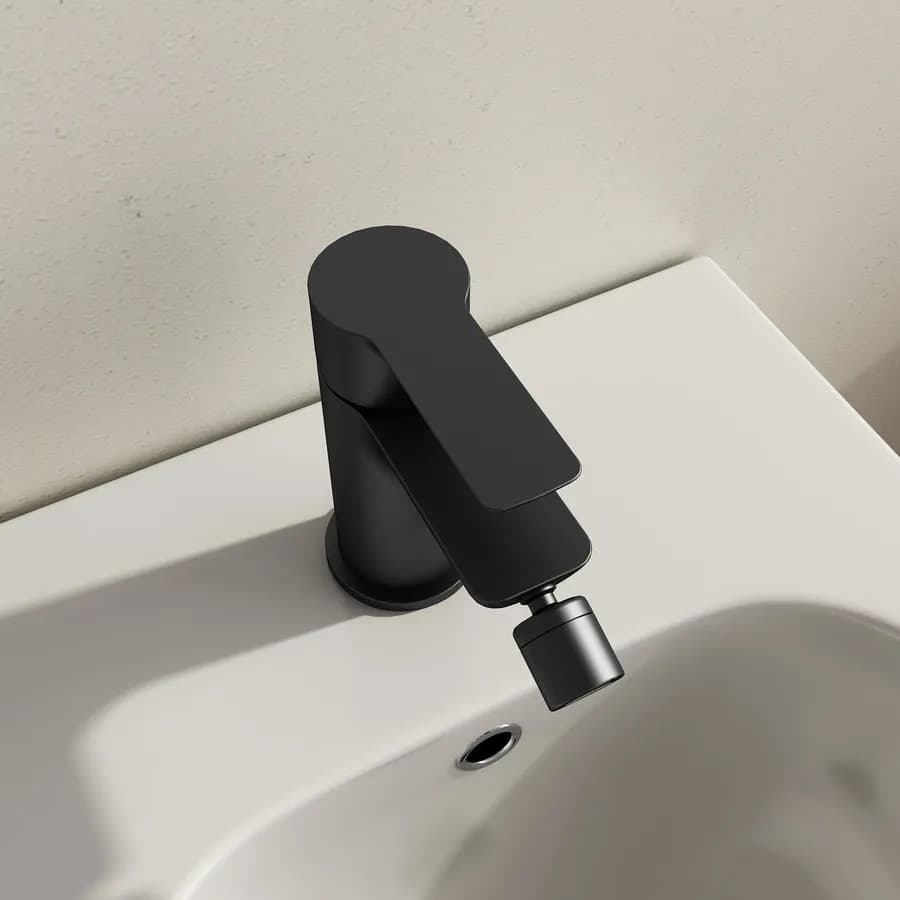 Set miscelatore lavabo a muro canna 20 cm e bidet nero – Key