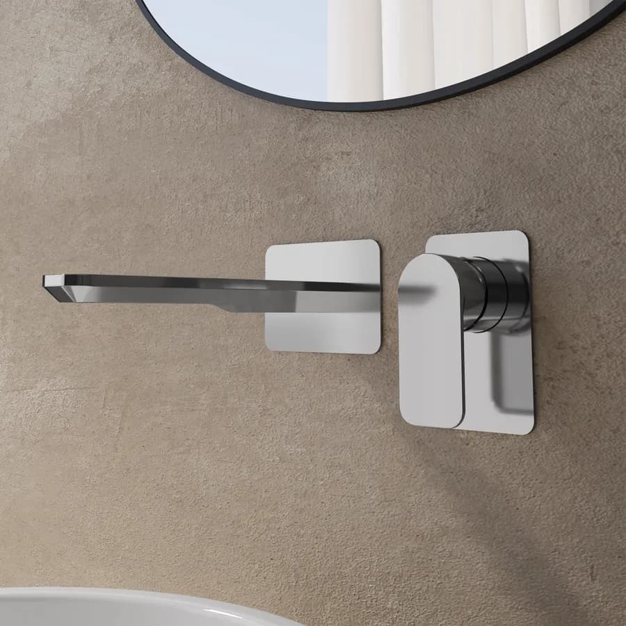 Set miscelatore lavabo a muro canna 20 e bidet con esterno doccia termostatico cromo – Fusion