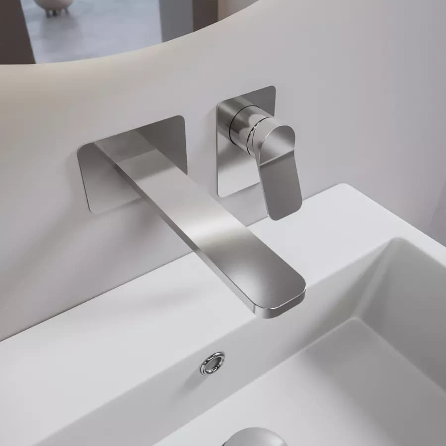Set miscelatore lavabo a muro canna 20 e bidet con esterno vasca cromo – Wing