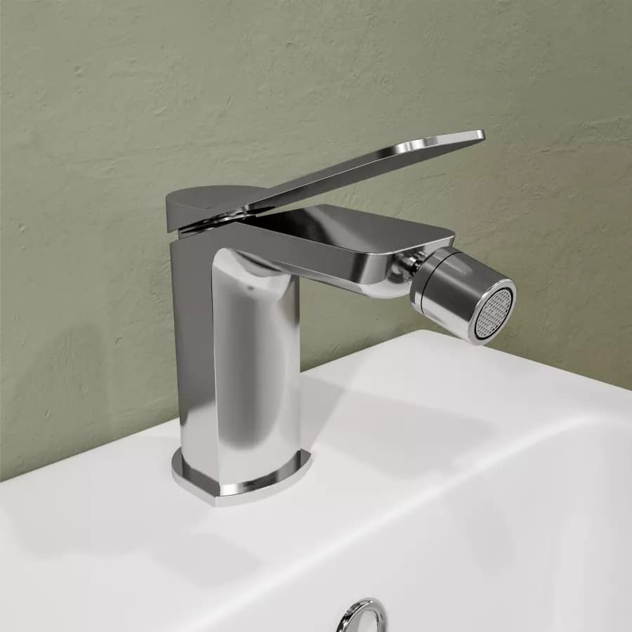 Set miscelatore lavabo a muro canna 20 e bidet con esterno vasca cromo – Wing