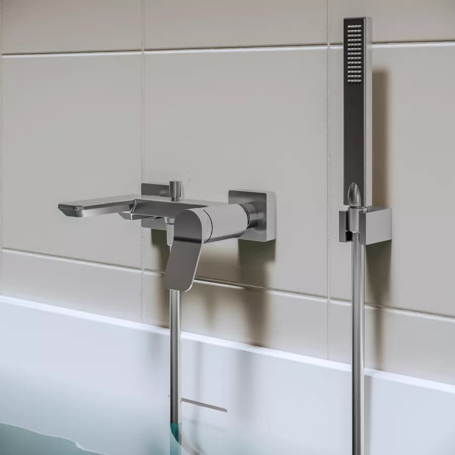 Set miscelatore lavabo a muro canna 20 e bidet con esterno vasca cromo – Wing