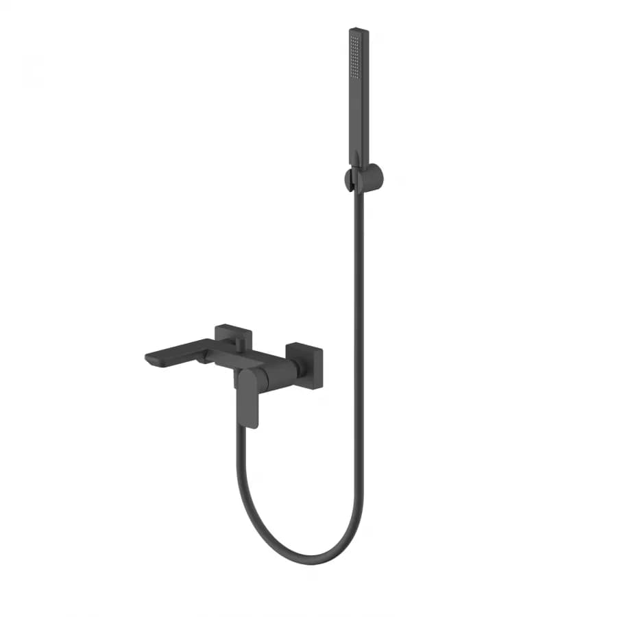 Set miscelatore lavabo a muro canna 20 e bidet con esterno vasca nero – Fusion