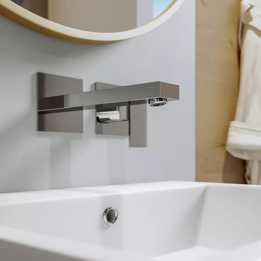 Set miscelatore lavabo a muro canna 20 e bidet con incasso doccia cromo – Kyria