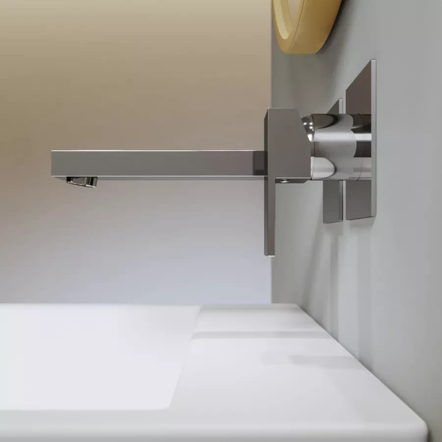 Set miscelatore lavabo a muro canna 20 e bidet con incasso doccia cromo – Kyria