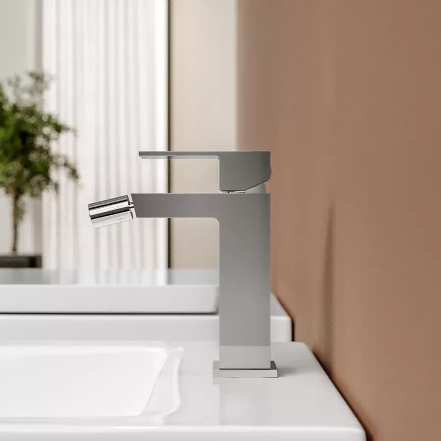 Set miscelatore lavabo a muro canna 20 e bidet con incasso doccia cromo – Kyria