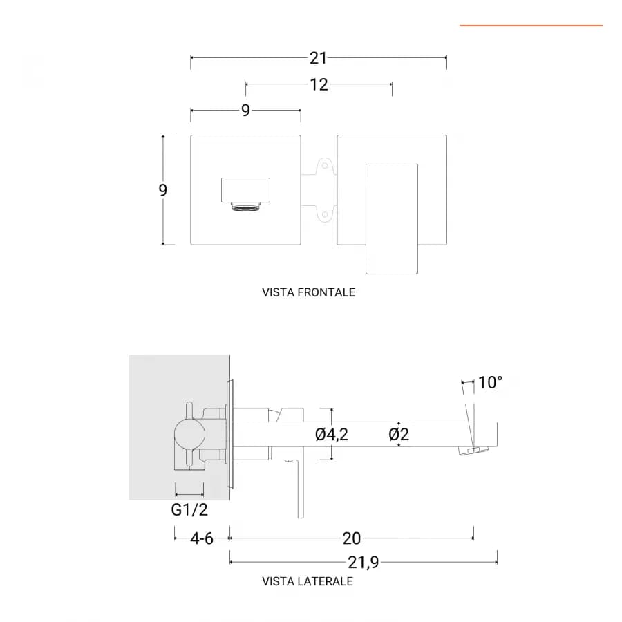 Set miscelatore lavabo a muro canna 20 e bidet con incasso doccia cromo – Kyria