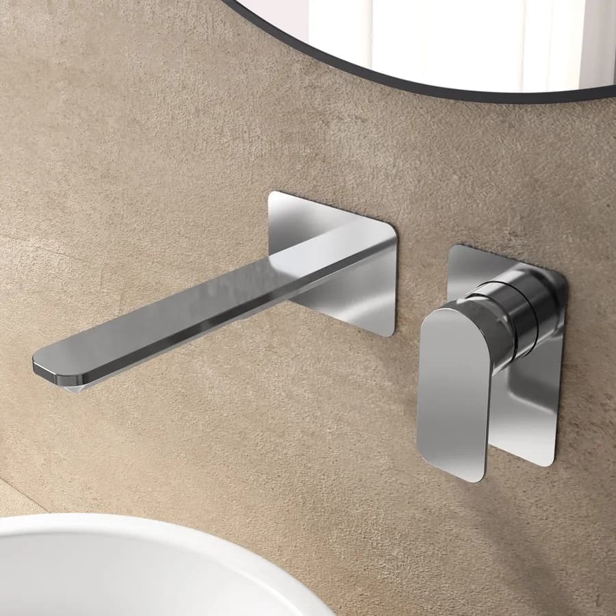 Set miscelatore lavabo a muro canna 20 e bidet cromo – Fusion