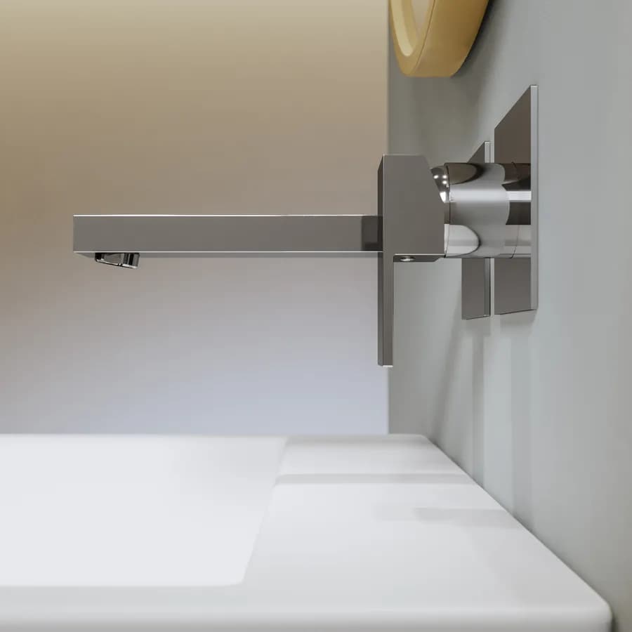 Set miscelatore lavabo a muro canna 20 e bidet cromo – Kyria