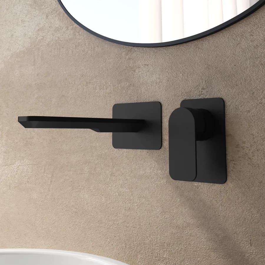 Set miscelatore lavabo a muro canna 20 e bidet nero – Fusion