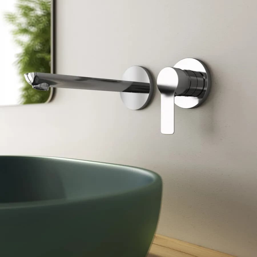 Set miscelatore lavabo a muro canna 25 cm e bidet cromo – Key