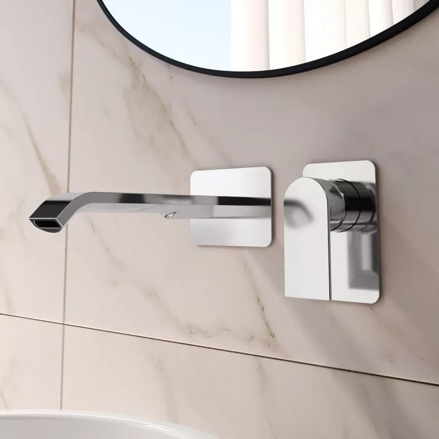 Set miscelatore lavabo a muro canna 25 e bidet con esterno vasca cromo – Iota