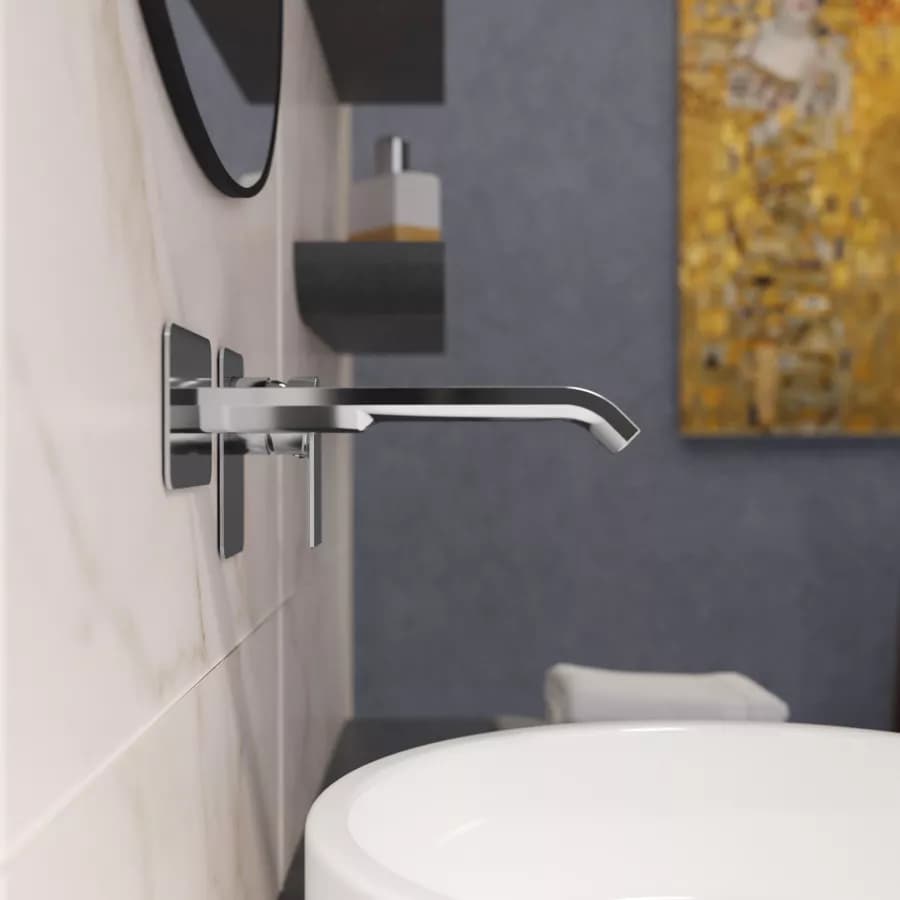 Set miscelatore lavabo a muro canna 25 e bidet con esterno vasca cromo – Iota