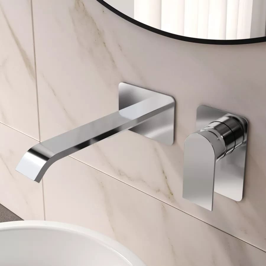 Set miscelatore lavabo a muro canna 25 e bidet con esterno vasca cromo – Iota