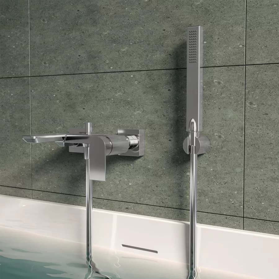 Set miscelatore lavabo a muro canna 25 e bidet con esterno vasca cromo – Iota