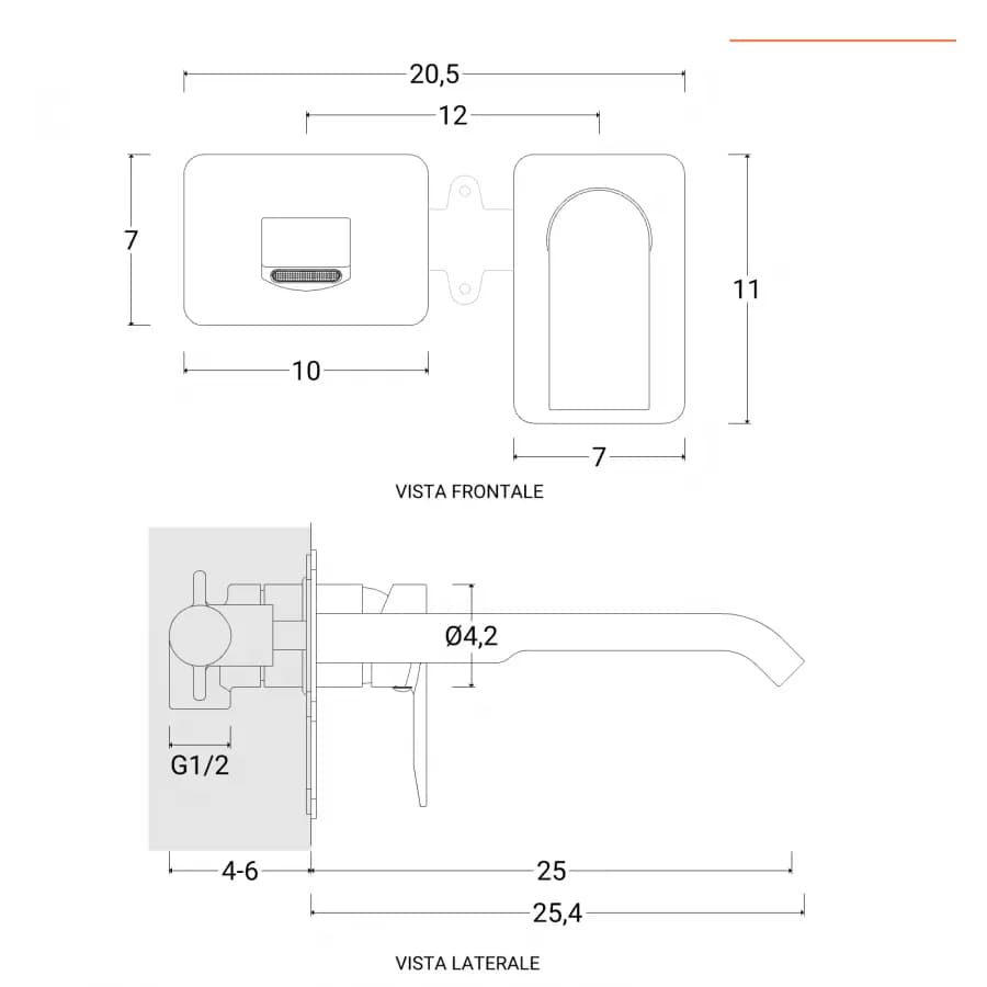 Set miscelatore lavabo a muro canna 25 e bidet con esterno vasca cromo – Iota