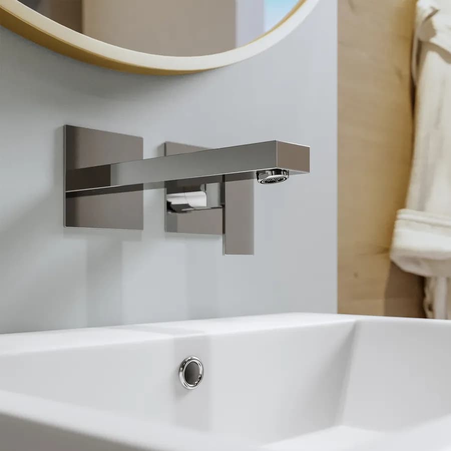 Set miscelatore lavabo a muro canna 25 e bidet con incasso doccia termostatico con deviatore cromo – Kyria