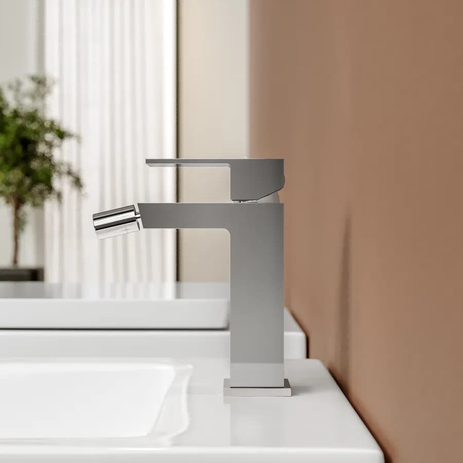 Set miscelatore lavabo a muro canna 25 e bidet con incasso doccia termostatico con deviatore cromo – Kyria