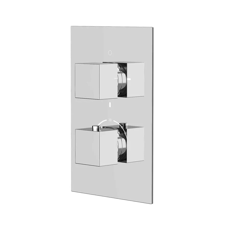 Set miscelatore lavabo a muro canna 25 e bidet con incasso doccia termostatico con deviatore cromo – Kyria