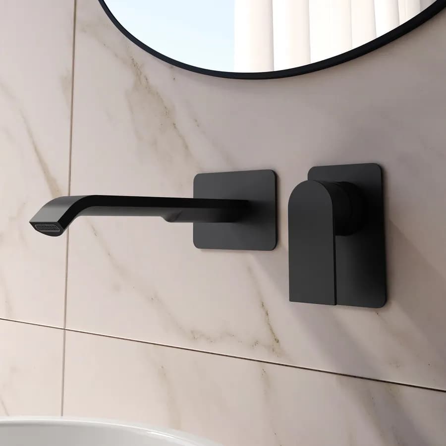 Set miscelatore lavabo a muro canna 25 e bidet nero – Iota
