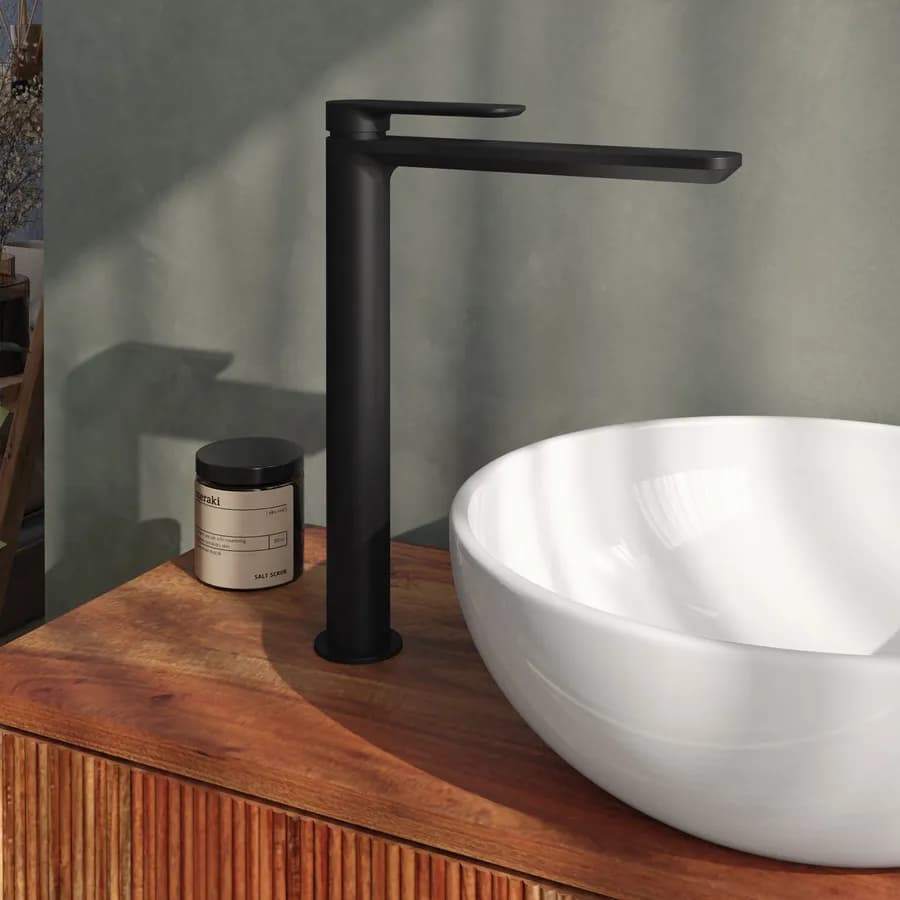 Set miscelatore lavabo alto e bidet con incasso doccia con deviatore nero – Fusion