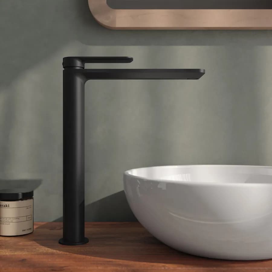 Set miscelatore lavabo alto e bidet con incasso doccia con deviatore nero – Fusion