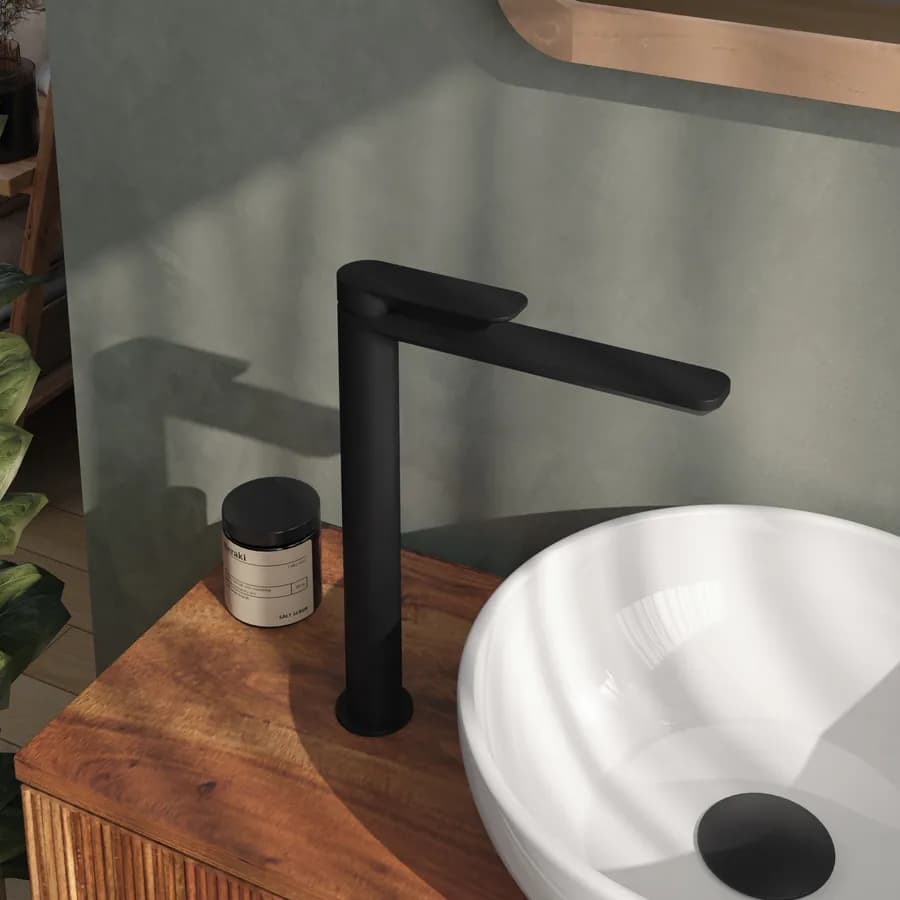 Set miscelatore lavabo alto e bidet con incasso doccia con deviatore nero – Fusion