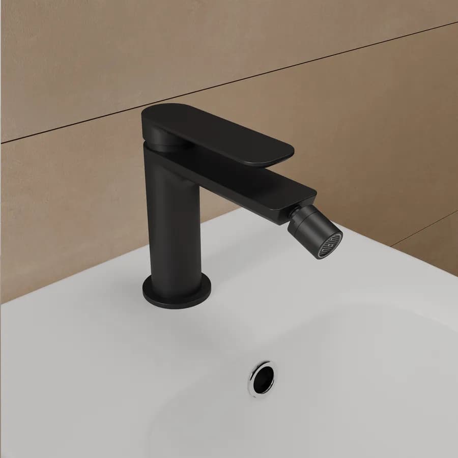 Set miscelatore lavabo alto e bidet con incasso doccia con deviatore nero – Fusion