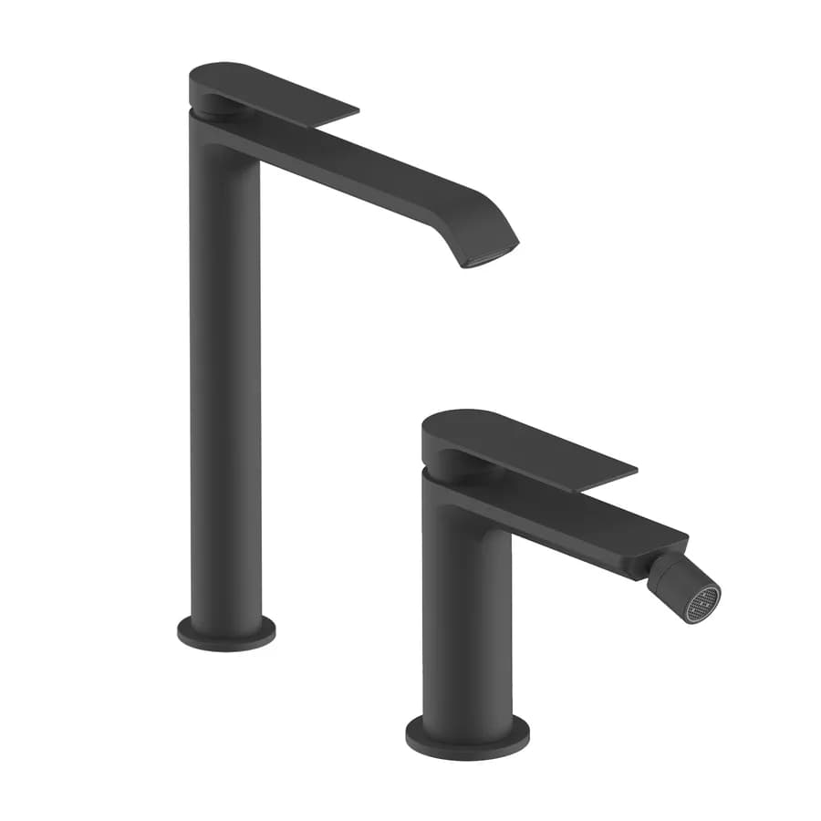 Set miscelatore lavabo alto e bidet nero – Iota
