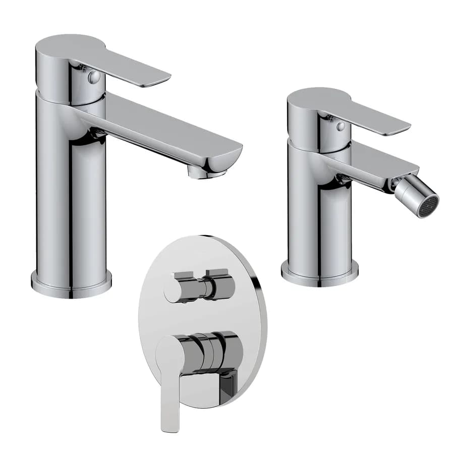 Set miscelatore lavabo e bidet con incasso doccia con deviatore cromo – Key