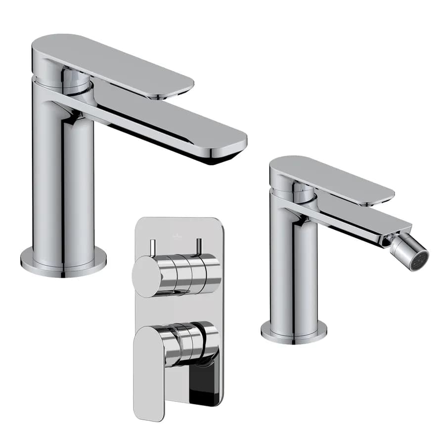 Set miscelatore lavabo e bidet con incasso doccia con deviatore cromo – Fusion