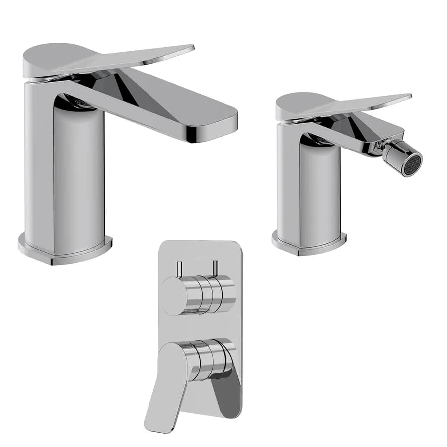 Set miscelatore lavabo e bidet con incasso doccia con deviatore cromo – Wing